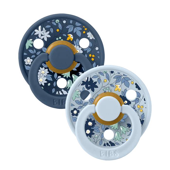 Bibs Pacifiers - 2 Pack - Liberty Chamomile Baby Blue