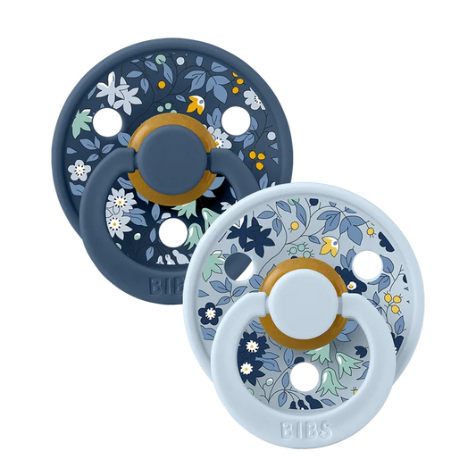 Bibs Pacifiers - 2 Pack - Liberty Chamomile Baby Blue