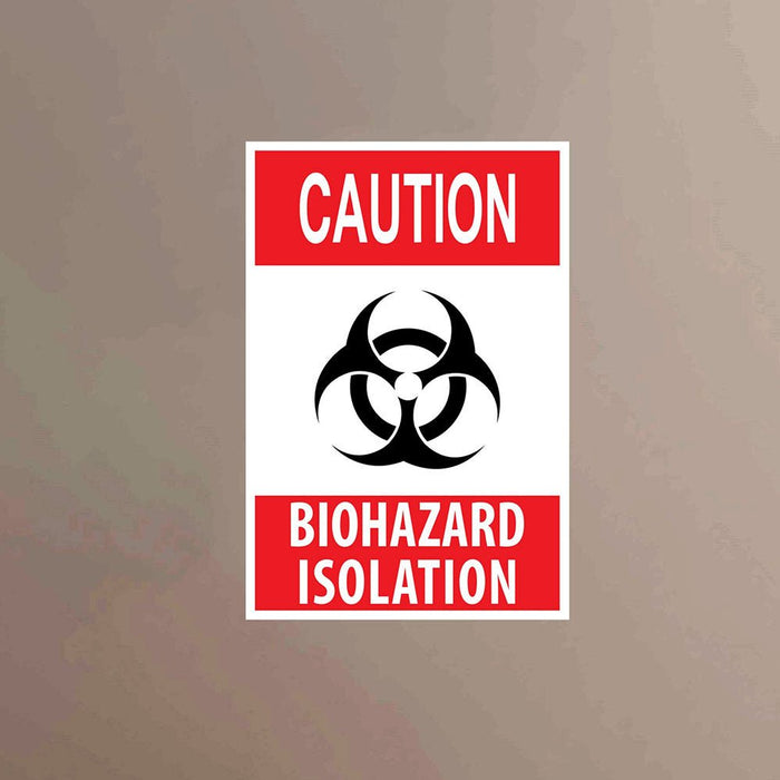 16x24 inch Biohazard Isolation Sign Wall Decal Installed on Wall