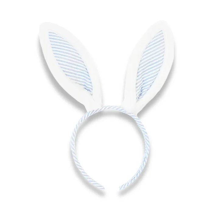 Bits and Bows - Bunny Ears Headband - Blue Seersucker