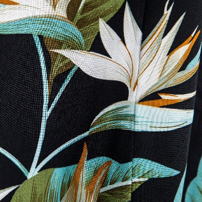 Black Hawaiian Floral Print Short Sleeve Shirt - AntoniosClothing - Black