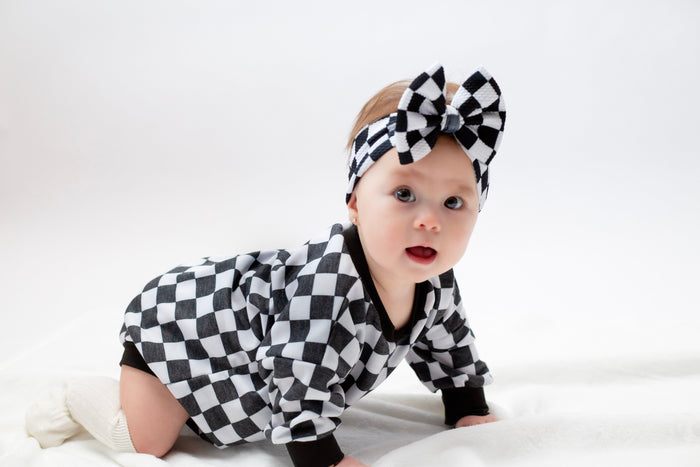 Black & White Checker Bubble Romper