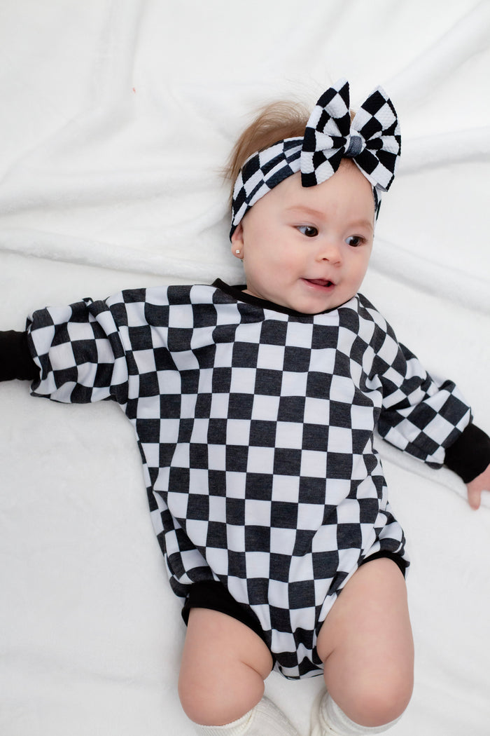 Black & White Checker Bubble Romper