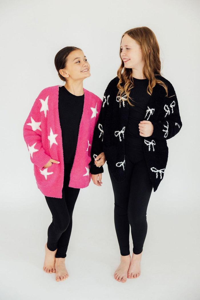 Black/Coconut Bow Cozy Cardigan