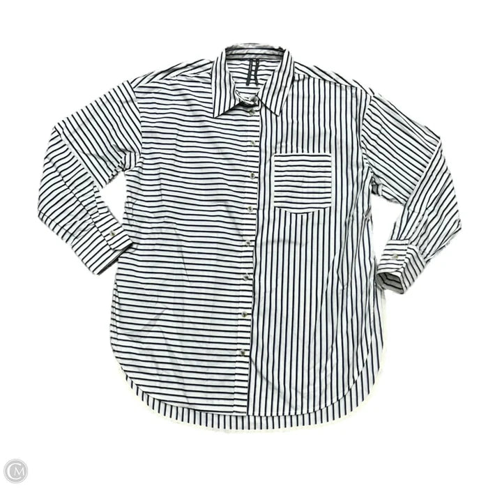 Blouse Long Sleeve By Anthropologie In Blue & White, Size: Xs