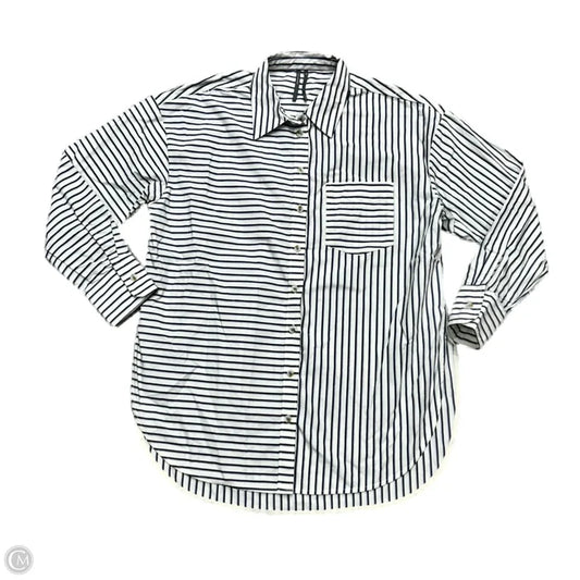 Blouse Long Sleeve By Anthropologie In Blue & White, Size: Xs