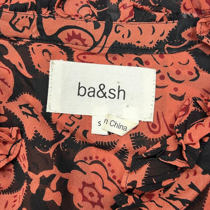 Blouse Long Sleeve By Ba&sh In Black & Red, Size: S