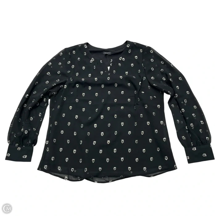 Blouse Long Sleeve By Talbots In Black & Silver, Size: Lp