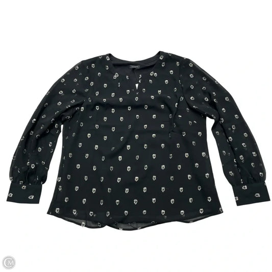 Blouse Long Sleeve By Talbots In Black & Silver, Size: Lp