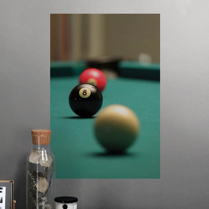 16x24 inch Behind the Eight Ball Poster Displayed on Wall
