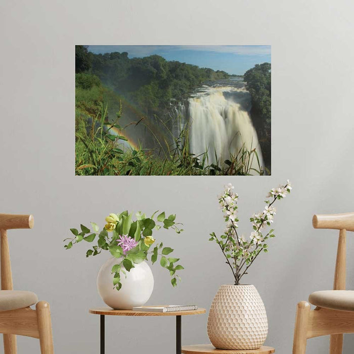 16x24 inch Devil's Cataract Waterfall Poster Displayed Between Chairs