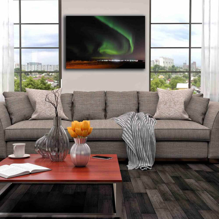 St. Alberta Aurora Spiral Canvas Print Installed | Wallhogs