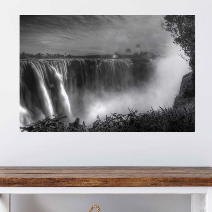 24x36 inch B&W Victoria Falls Decal Installed Above Table