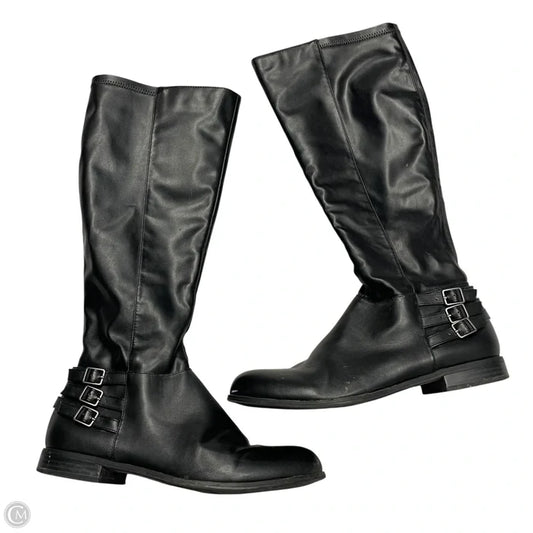 Boots Knee Flats By April In Black, Size: 8.5