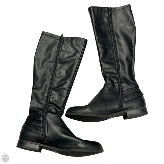 Boots Knee Flats By April In Black, Size: 8.5