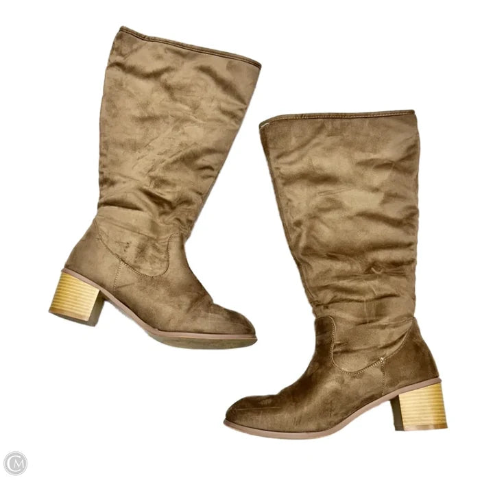 Boots Mid-calf Heels By Journee In Brown, Size: 11