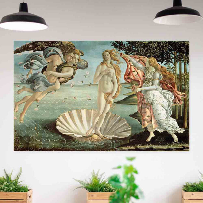 45x72 inch The Birth of Venus Decal Installed Above Planters