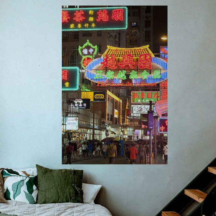 32x48 inch Hong Kong Neon Decal Installed Near Staircase