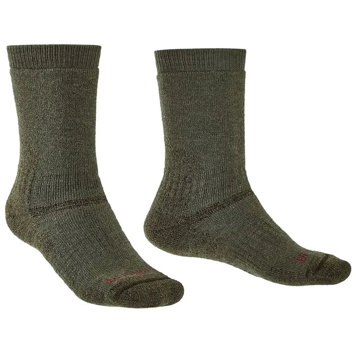 Bridgedale Explorer Merino Heavyweight Boot Sock - John Bull in green, designed for extreme cold and long treks with durable merino wool blend. Olive Green from  John Bull Clothing