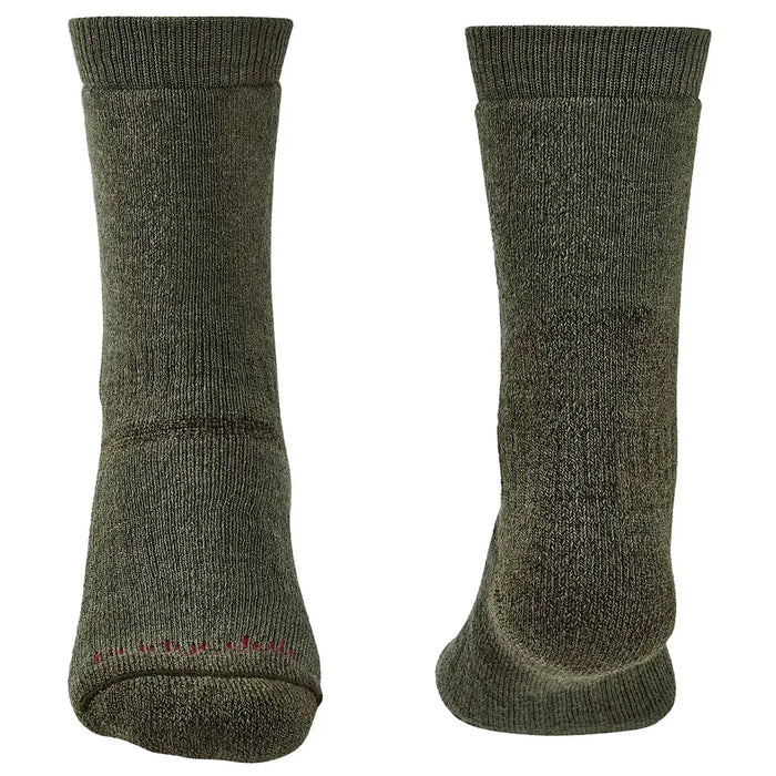 Rear and sole view of Bridgedale Explorer Merino Heavyweight Boot Sock - John Bull in green, highlighting thick knit for warmth and comfort.  from  John Bull Clothing