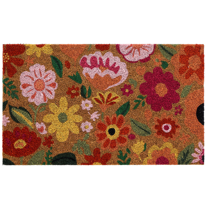 Bright Blooms Coir Doormat- made from natural coconut fibres with an eco-friendly backing.