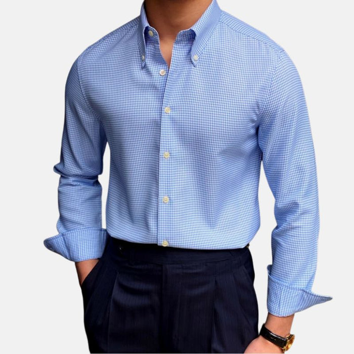 British Blue Plaid Shirt - AntoniosClothing - Blue