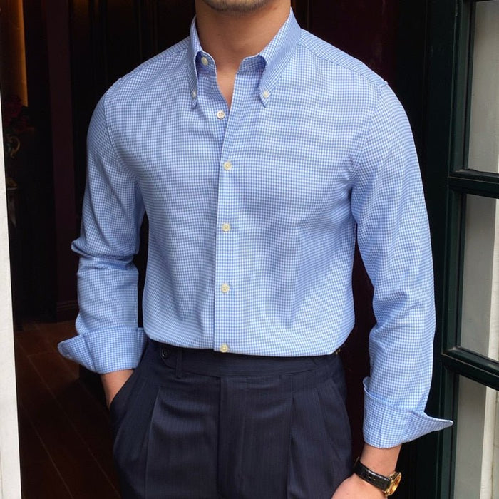 British Blue Plaid Shirt - AntoniosClothing - Blue