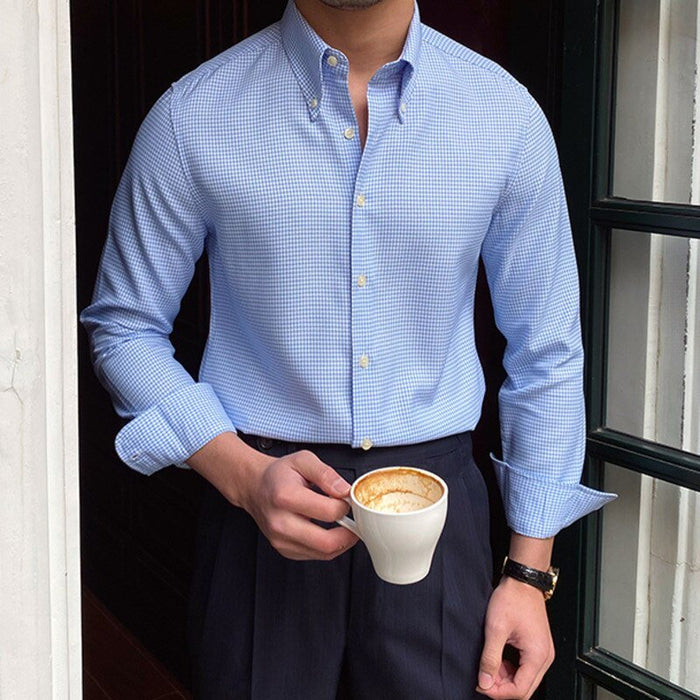British Blue Plaid Shirt - AntoniosClothing - Blue