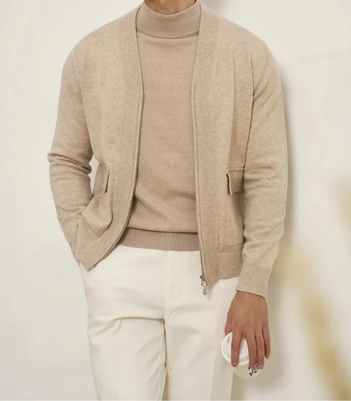 British pullover old money cardigan - AntoniosClothing - Apricot
