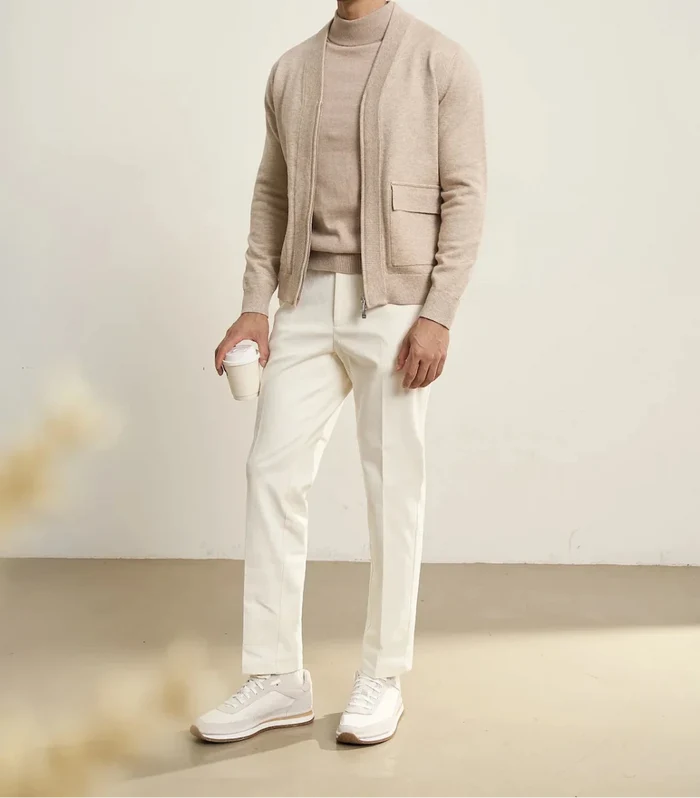 British pullover old money cardigan - AntoniosClothing - Apricot
