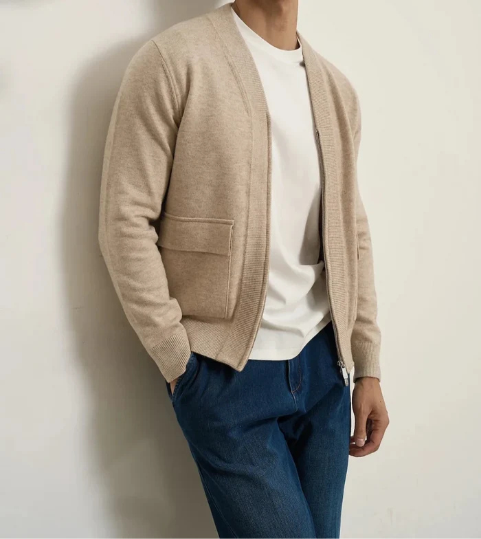 British pullover old money cardigan - AntoniosClothing - Apricot