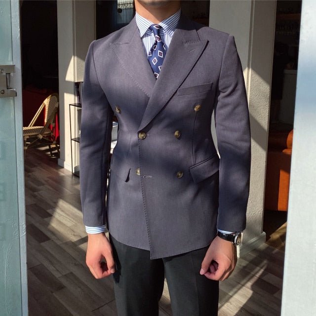 British Slim Fit Blazer - AntoniosClothing - Gray Only Blazer