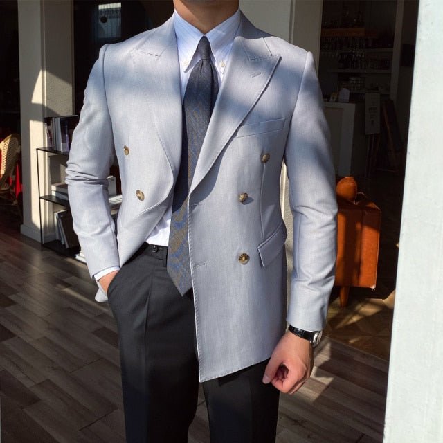British Slim Fit Blazer - AntoniosClothing - lt Gray Only Blazer