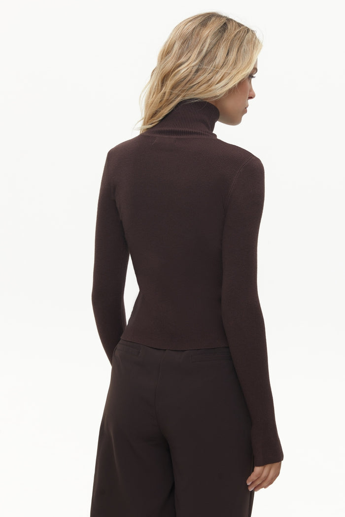 Brown Basic Knit Turtleneck Sweater