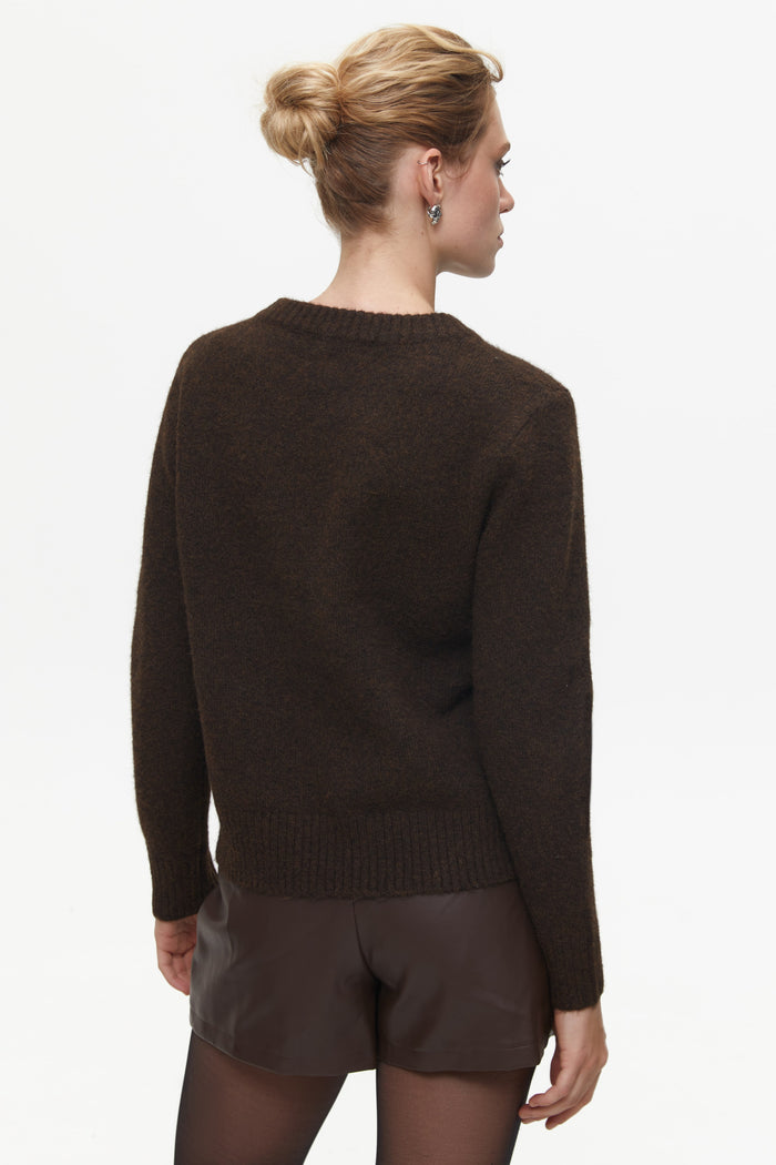 Brown Textured Knit Sweater