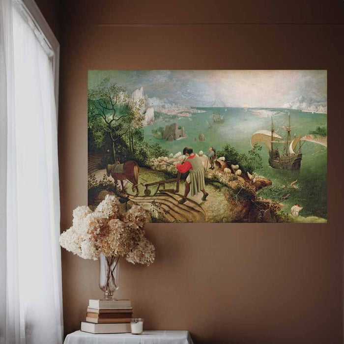 23x36 Landscape with the Fall of Icarus Decal Installed Near Window