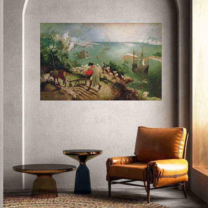 38x60 Landscape with the Fall of Icarus Decal Installed in Alcove
