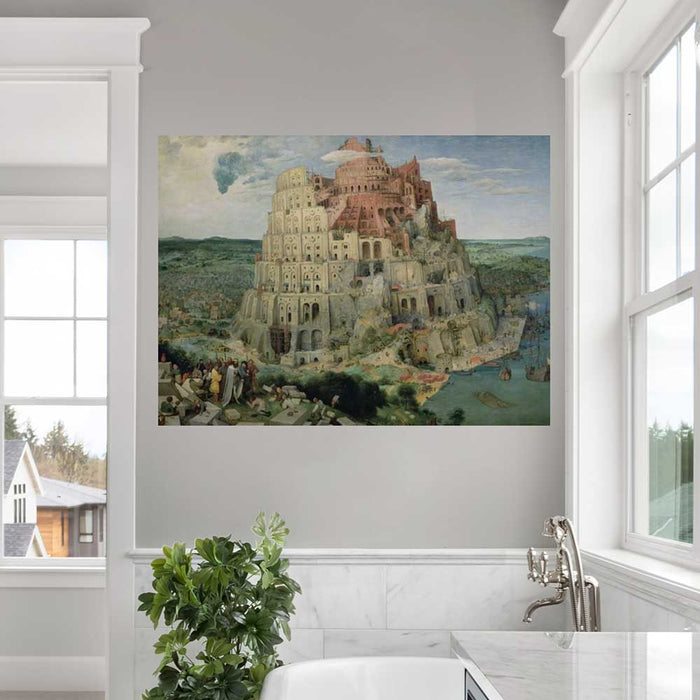 35.5x48 Tower of Babel Decal Installed in Bathroom