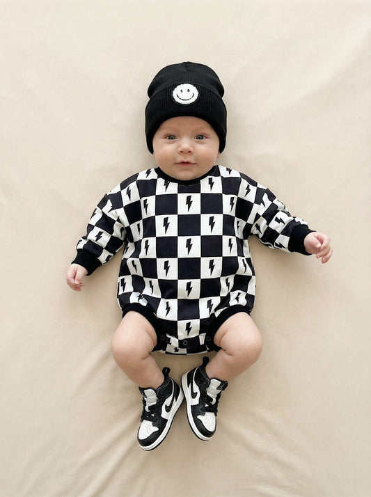 Bubble Romper | Charcoal Bolts
