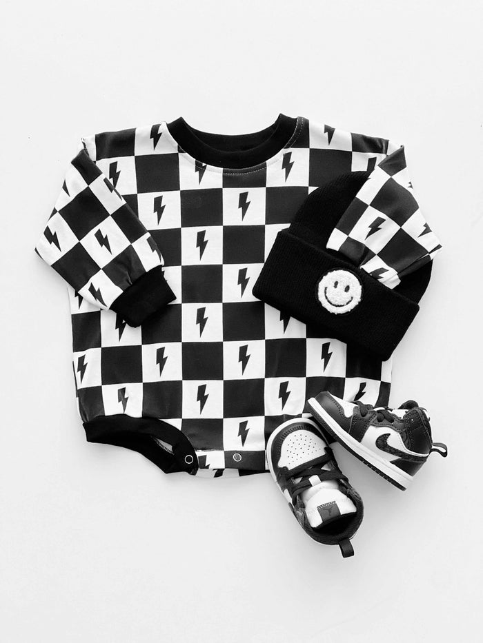Bubble Romper | Charcoal Bolts