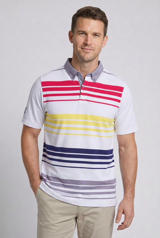 Buck |  Men's Striped Pique Polo
