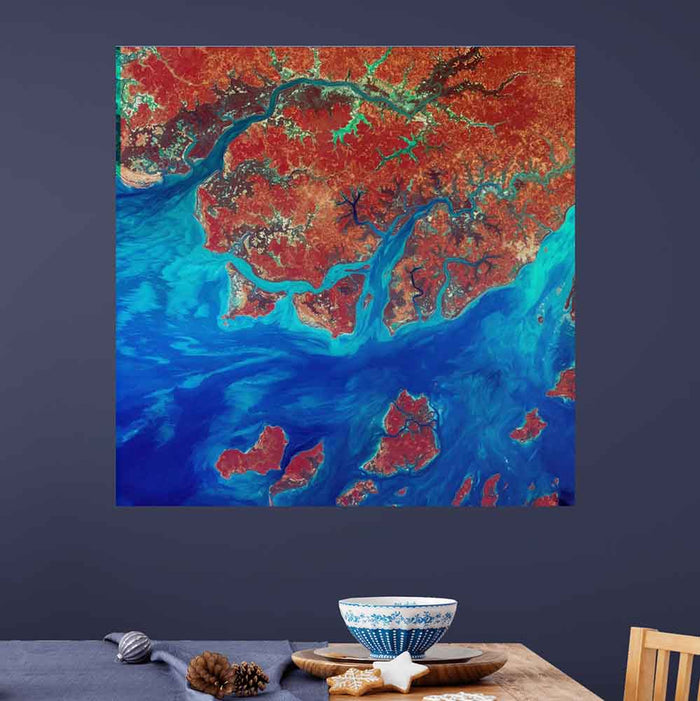 24x24 inch Guinea Satellite Decal Installed Above Dining Table
