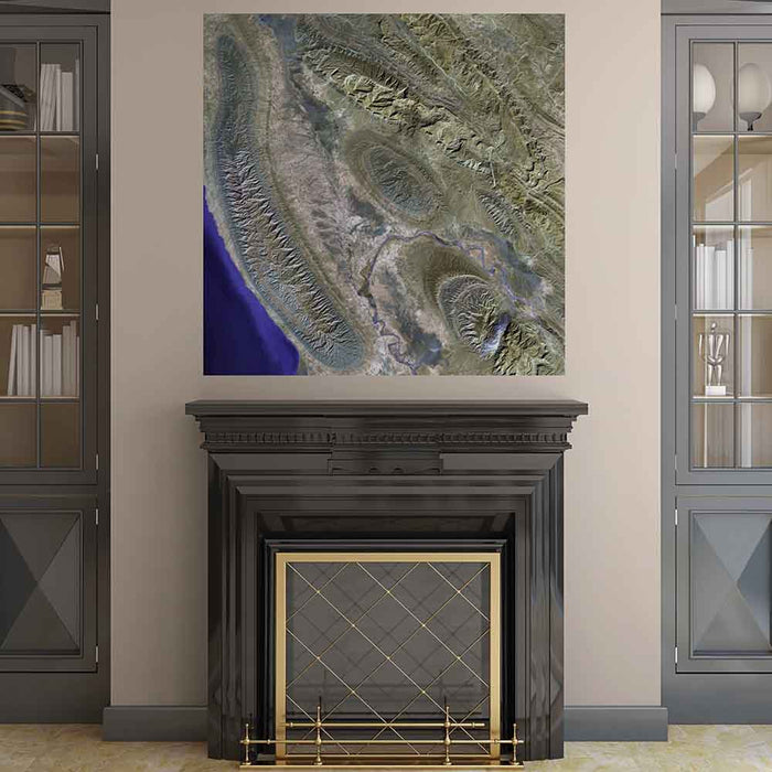 48x48 inch Iran Satellite Decal Installed Above Fireplace