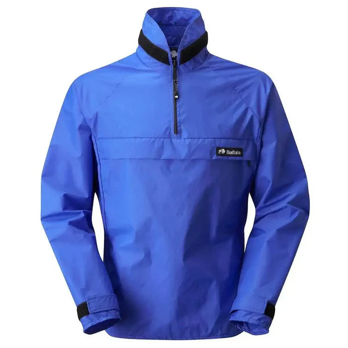 Buffalo Mens Windshirt Jacket in blue, featuring a half-zip front, adjustable cuffs, and lightweight Pertex fabric for breathable outerwear. Royal Blue from  John Bull Clothing
