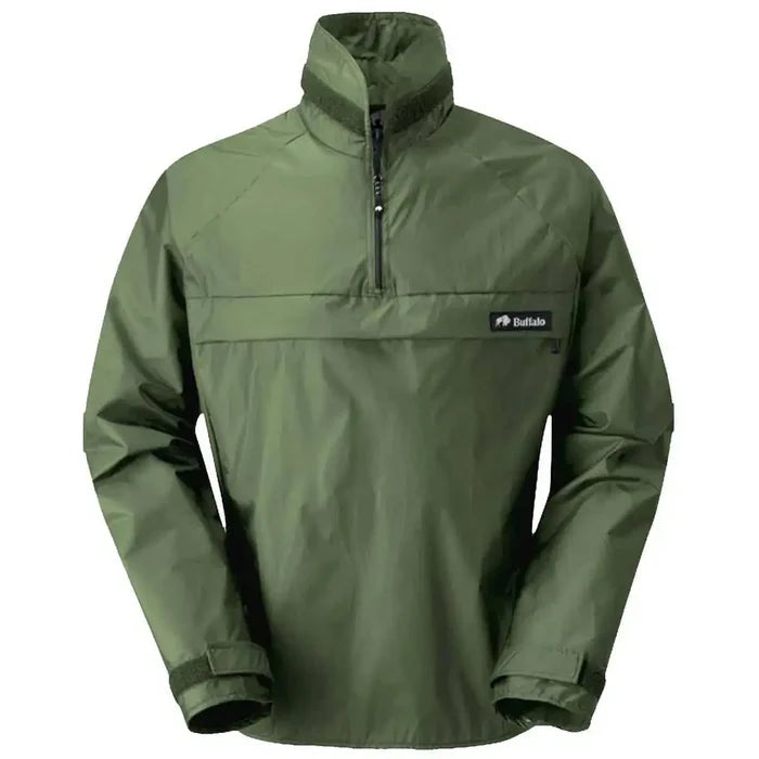 Buffalo Mens Windshirt Jacket in green, designed with a high collar and durable Pertex material for versatile outdoor performance. Olive Green from  John Bull Clothing