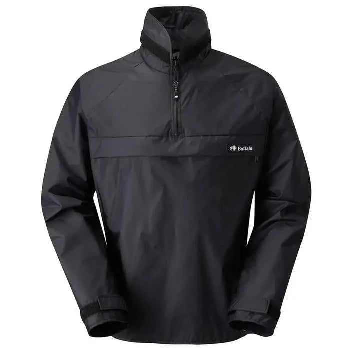 Buffalo Mens Windshirt Jacket in black, showcasing a sleek design with wind-resistant Pertex fabric and a zippered chest pocket. Black from  John Bull Clothing