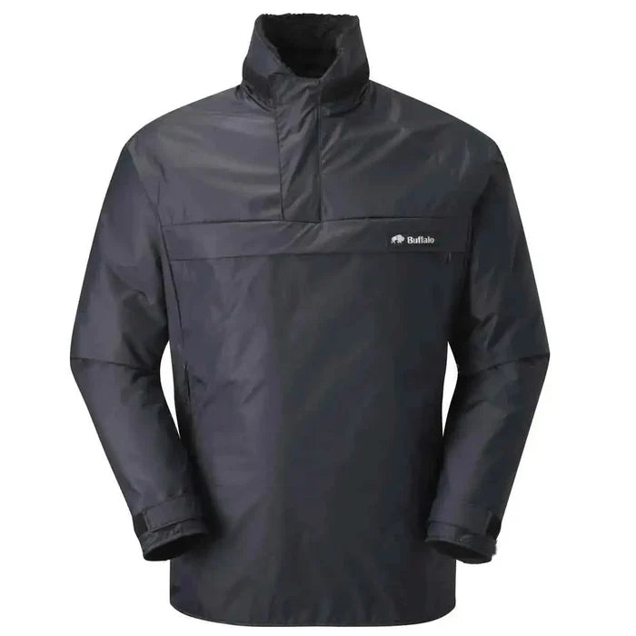 Black Buffalo Systems Special 6 Shirt rain coat featuring high collar and durable Pertex shell, ideal for extreme cold weather conditions. Black from  John Bull Clothing