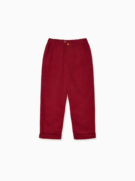 Burgundy Benito Corduroy Boy Trousers