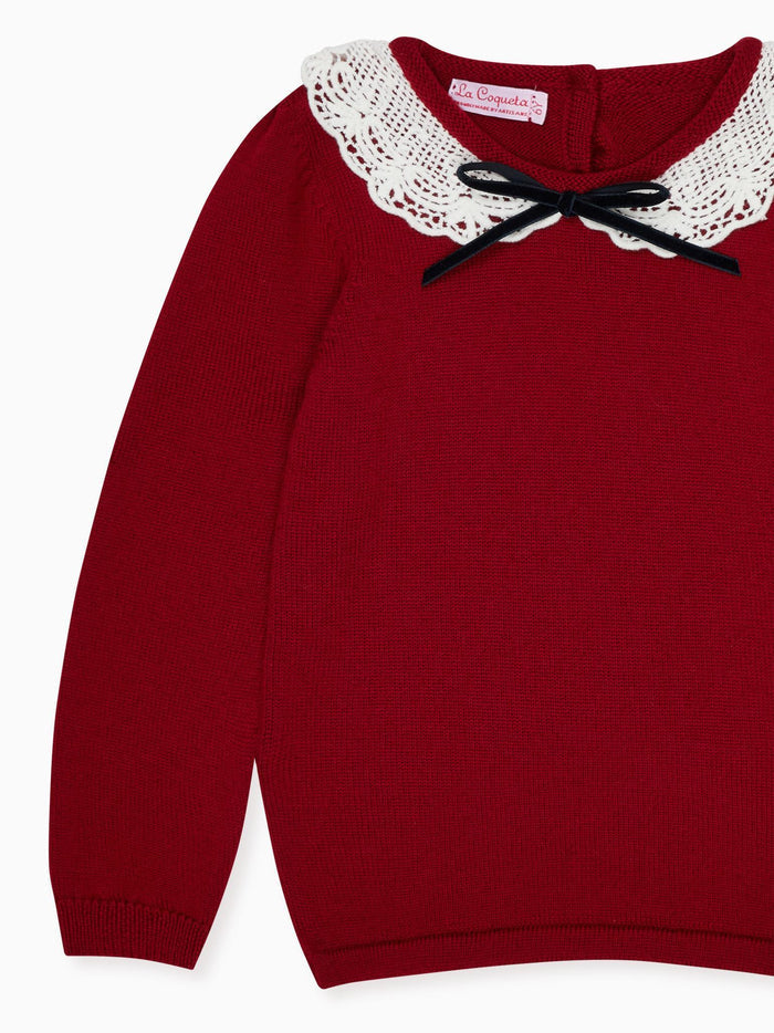 Burgundy Blanca Merino Girl Jumper