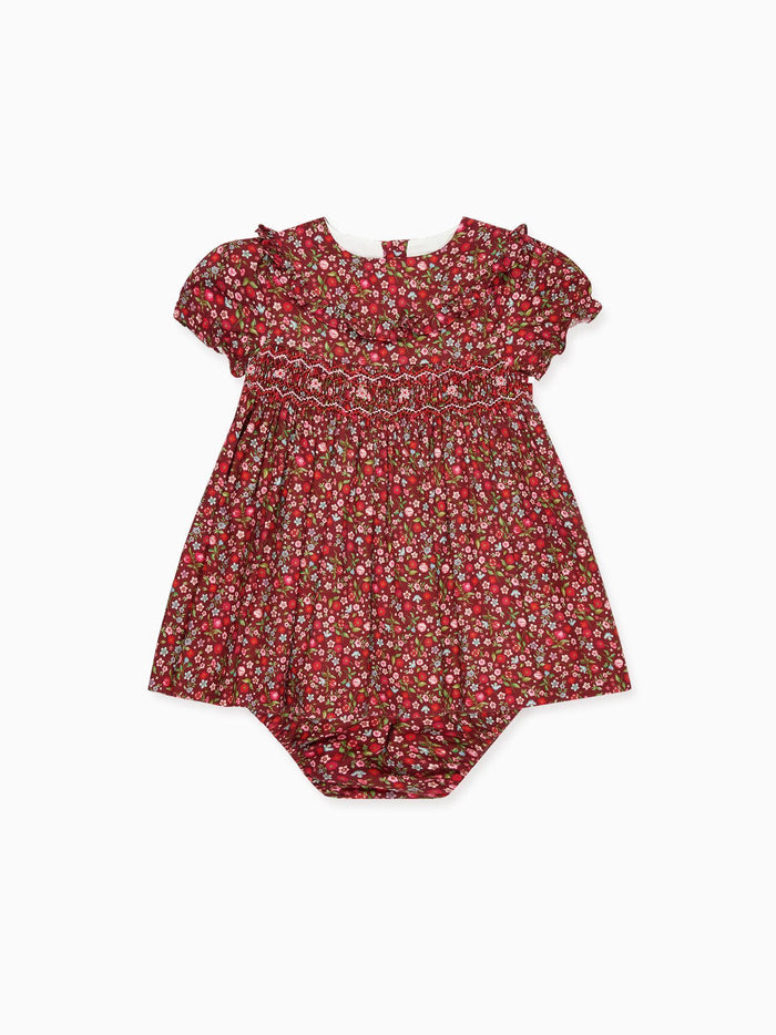 Burgundy Floral Silvana Baby Girl Hand-Smocked Set